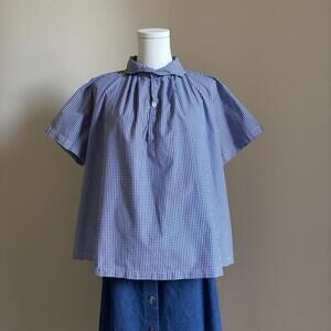 gallego desportes short sleeve mini red cross shirt in blue and white checker